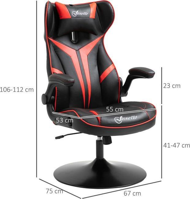 Image du produit Swisshandel24 Chaise de jeu ergonomique Chaise d'ordinateur avec fonction bascule Noir+Rouge