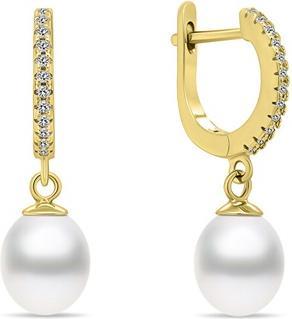 Brilio Silver - Charming gold plated earrings with pearls EA650Y