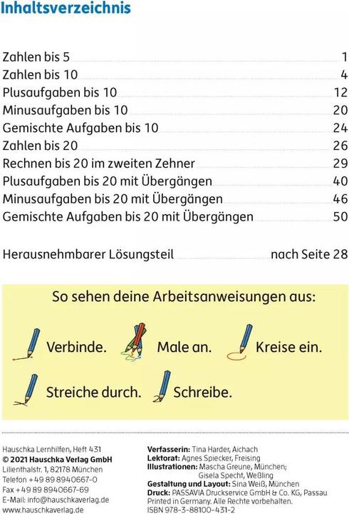Produktbild Mein Übungsheft Rechnen - 1. Klasse, A5-Heft (Deutsch, Tina Harder, Mascha Greune, 2021)