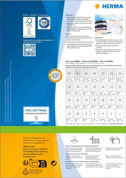 Actual product image HERMA Address labels A4