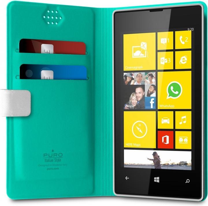 Image du produit Puro Uniwallet Bi-Color - Étui universel pivotant à 360 ° avec fentes pour cartes, dydis XXL (balta) (Universel)