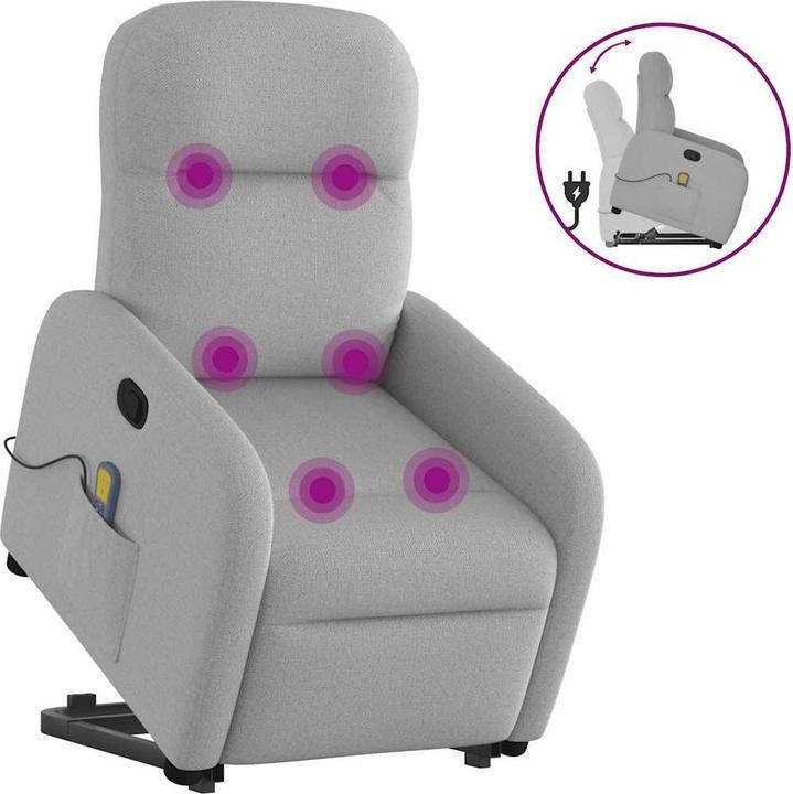 VidaXL Massagesessel mit Aufstehhilfe Wolkengrau Stoff