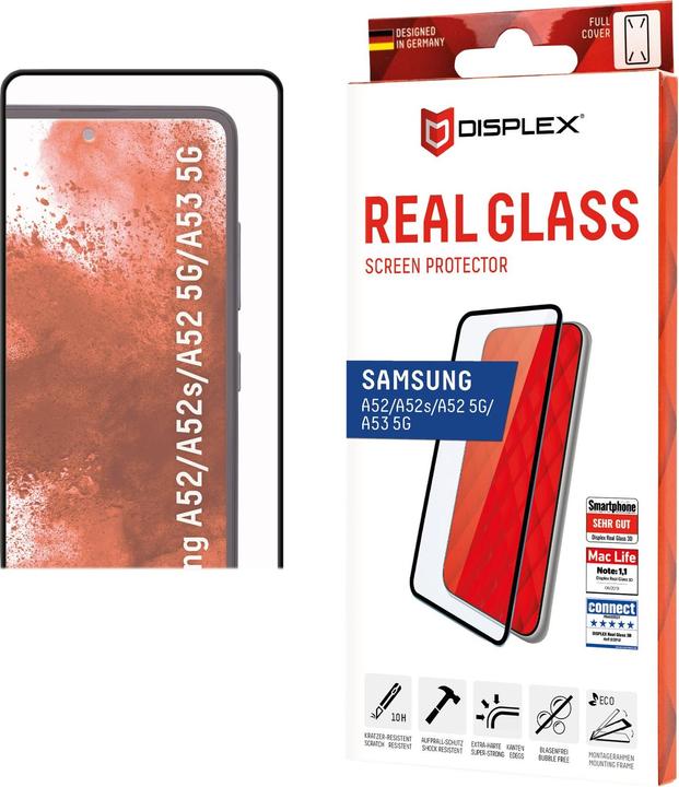Produktbild Displex Real Glass, Full Cover Panzerglas (1 Stück, Samsung Galaxy A52 5G, Samsung Galaxy A52s 5G, Samsung Galaxy A52, Samsung Galaxy A53 5G)