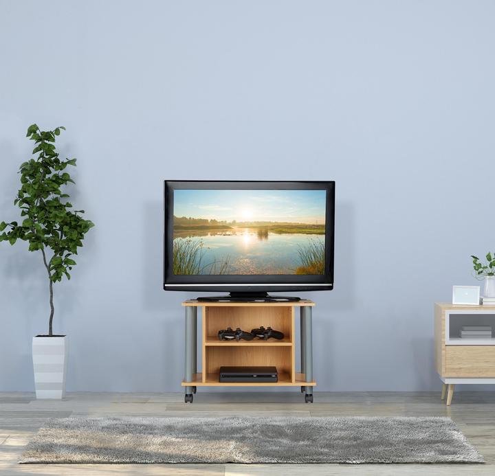 Immagine prodotto Relaxdays Mobile tv con ruote e 2 ripiani (60 x 40 x 45 cm)