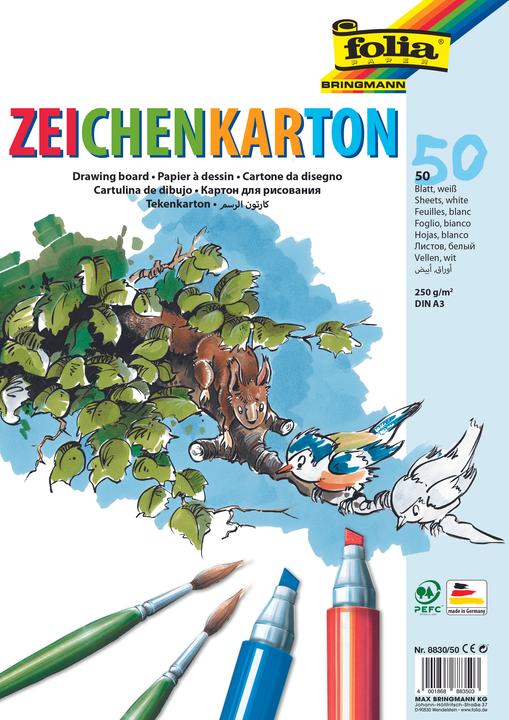 Image du produit Folia Carton à dessin 250g/m², DIN A3 (250 g/m²)