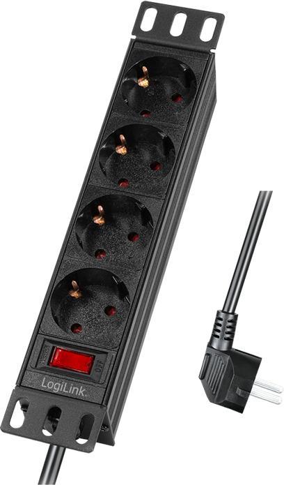 Image du produit LogiLink 10" Prises multiples 4x, avec interrupteur (4 x, CEE 7/3, 2 m)