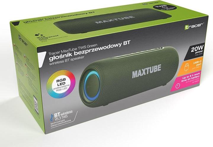 Actual product image Tracer MaxTube TWS bluetooth zielony (6 h, Rechargeable battery operated)
