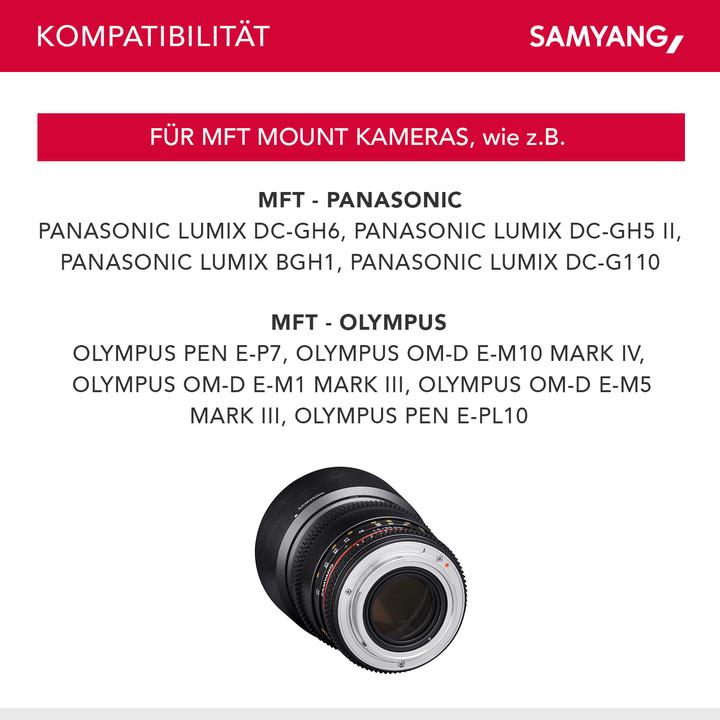 Image du produit Samyang 85mm T1.5 VDSLR II MFT (Micro Four Thirds, Plein format)