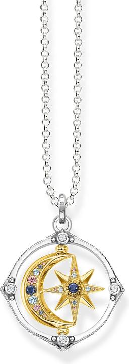 Thomas Sabo Kette Stern & Mond gold (750 Gelbgold Vergoldung, 925 Sterlingsilber, Geschwärzt, 70 cm)