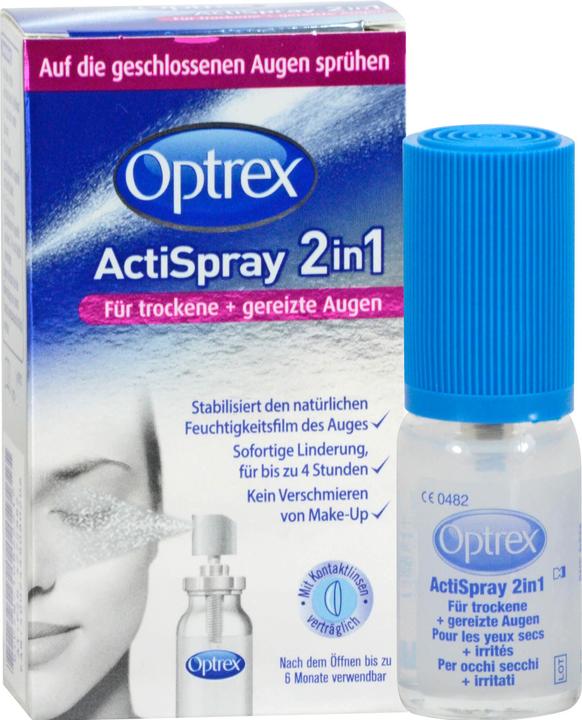 Produktbild Optrex ActiSpray 2in1 für trockene + gereizte Augen, 10 ml Lösung (10 ml, 10 ml Lösung, Optrex ActiSpray 2in1 für trockene + gereizte Augen)