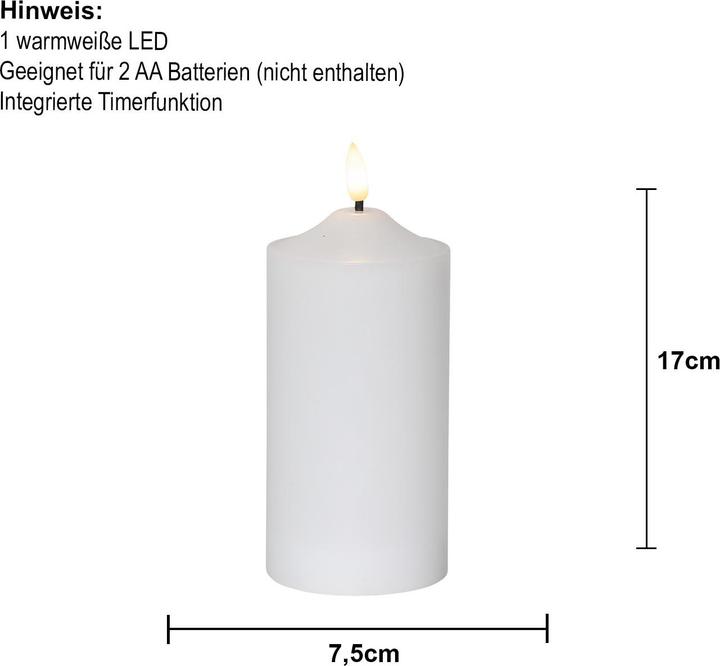 Actual product image Star Trading LED candle Pillar flame 7.5 cm x 17 cm, White (1 x)