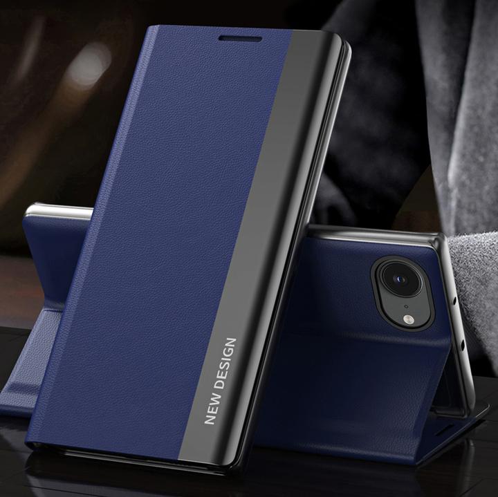 Actual product image Hurtel Back panel cover Sleep Case Pro for iPhone 16e with Flip and Stand - Blue (Apple iPhone 16e)