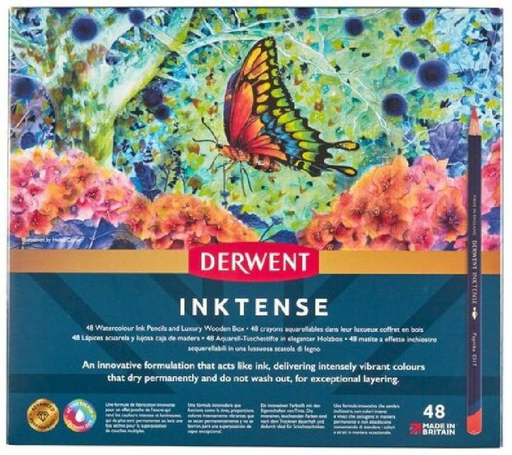 Image du produit Derwent Inktense Permanent Aquarell Set cadeau dans une boîte en bois, 48 pièces (Multicolore, 48 x)