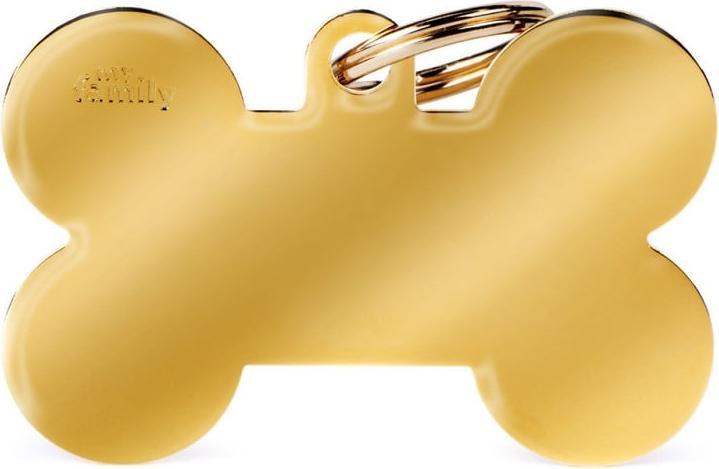 Produktbild Myfamily Bone Golden Brass ID-Hundetag gold, 4.8x3.1cm (1 Stk) (XL, Hund, Hundesport)