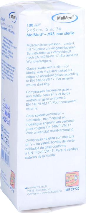 Actual product image MaiMed Slit compresses 5x5 12-fold non-sterile, 100 pcs COM