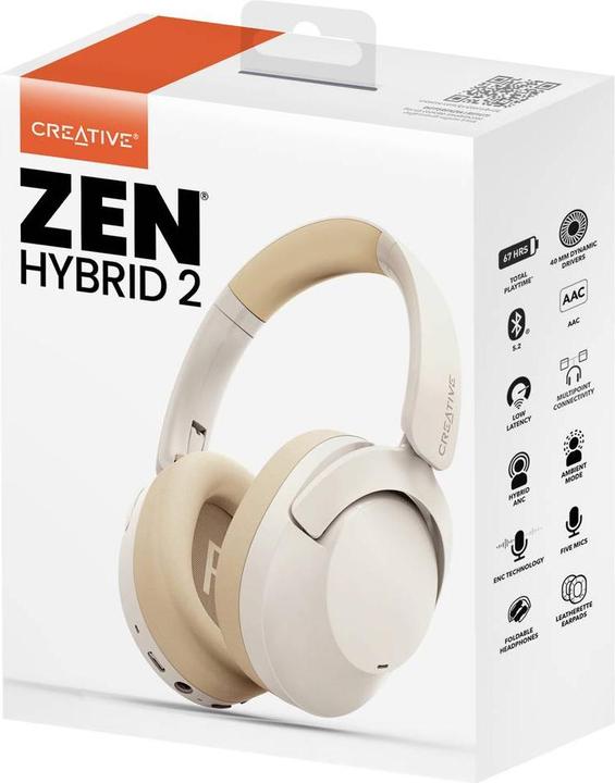 Produktbild Creative Zen Hybrid 2 (wei?, Bluetooth, USB-C, ANC) (ANC, 67 h, Kabelgebunden, Kabellos)