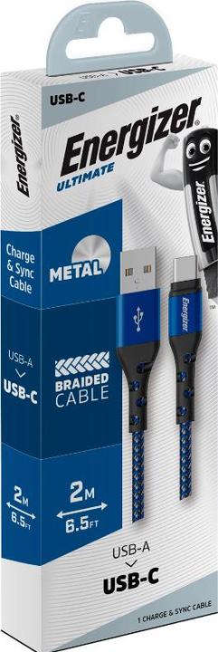 Immagine prodotto Energizer Cavo in metallo / nylon intrecciato - USB-C - 2 m, blu (2 m, USB 3.0)
