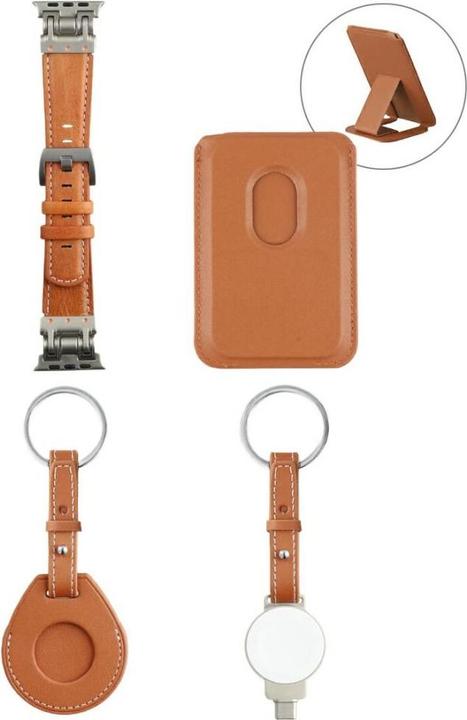 Actual product image 4smarts 4-in-1 accessory set Style MagSafe wallet, charger for Apple Watch, strap for Apple Watch, c