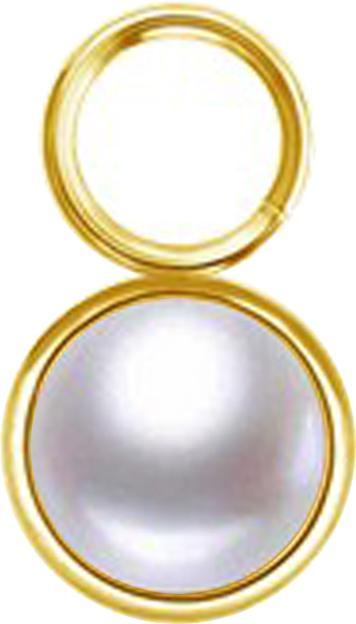 Star Piercing Anhänger vergoldet ein Perle weiss (ohne Messing, Chirurgenstahl 316L)