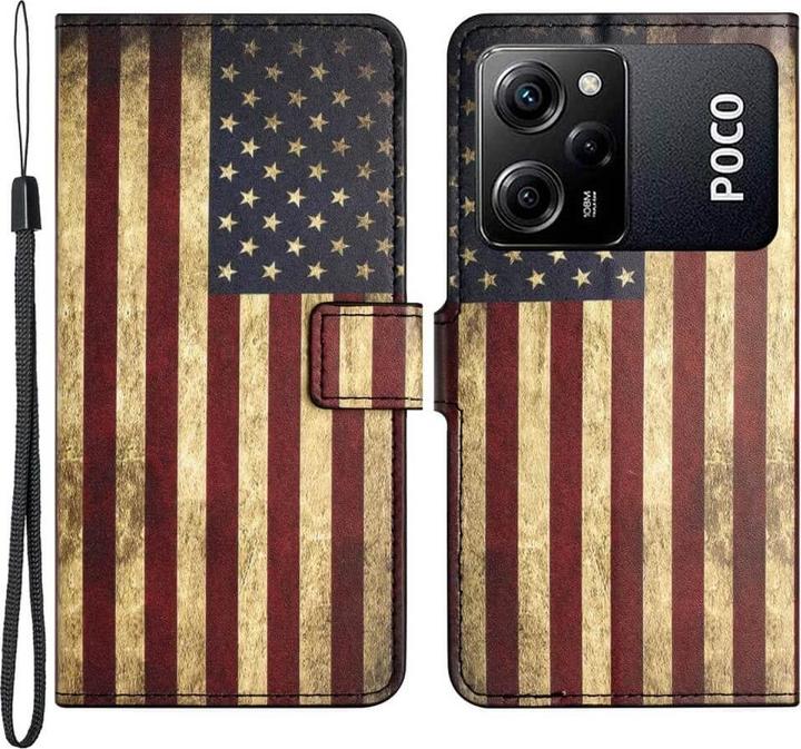 Image du produit Cover-Discount Xiaomi Poco X5 Pro - Étui en cuir USA Drapeau américain (Xiaomi Poco X5 Pro, Xiaomi Redmi Note 12 Pro 5G)