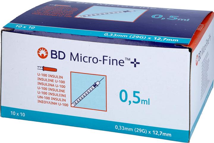 Actual product image BD + U100 Insulin Syringes 12.7 x 0.33 mm (Insulin injections)