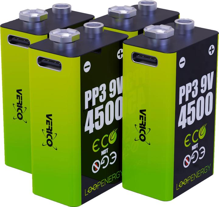Verico Li-Ion-Akku Loop Energy 9 V- Block, 4er Pack (4 Stk., 9V Block)
