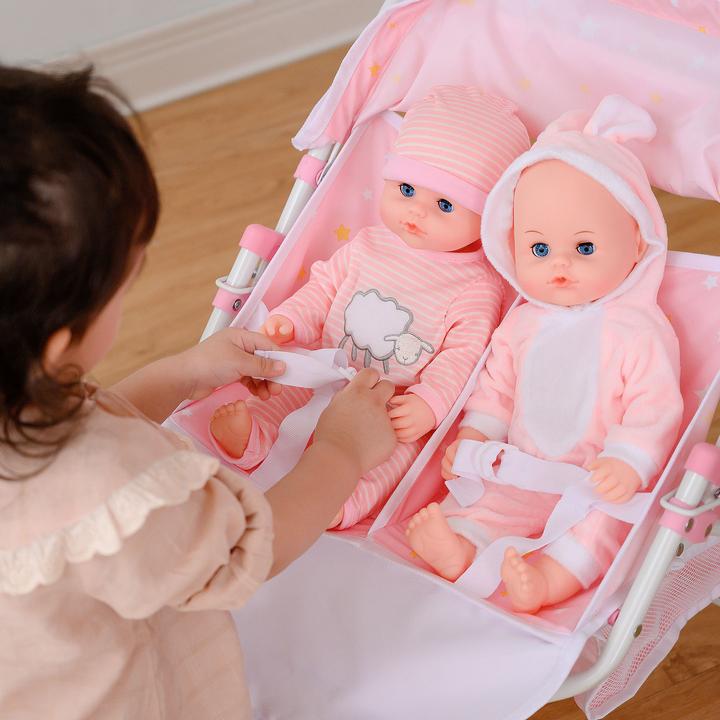 Produktbild Teamson Olivia's Little World Doppel Twin Puppen Kinderwagen Puppenwagen Rosa OL-00012