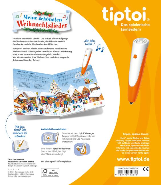 Produktbild Ravensburger tiptoi Meine schönsten Weihnachtslieder (Deutsch, Cee Neudert, Kerstin M. Schuld, 2022)