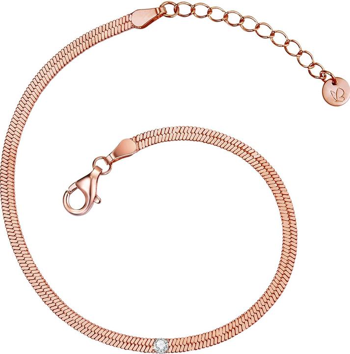 Immagine prodotto Glanzstücke München Donna Argento Zirconia Oro Rosa 17,0 cm Lunghezza base + 3,0 cm Estensione - 16362 (17 cm, Argento)