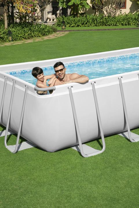Produktbild Bestway Pool Power Steel KomplettSet eckig gra (488 x 244 x 122 cm)