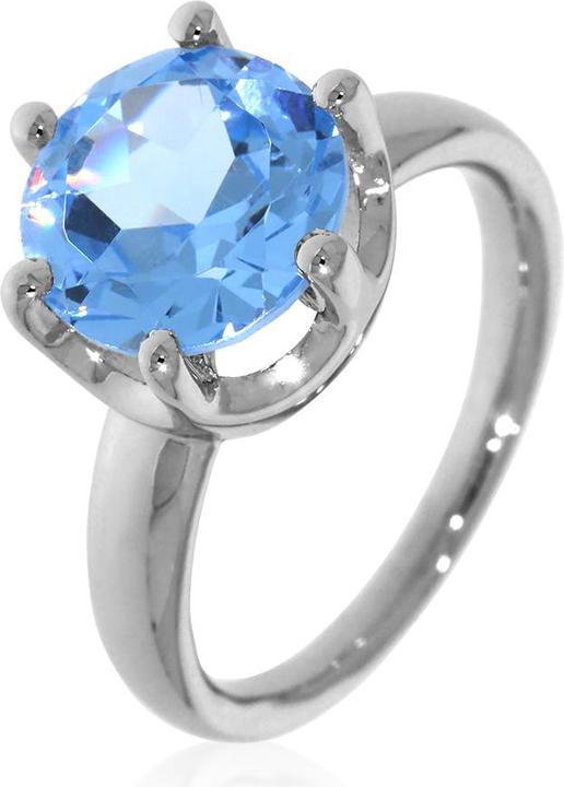 Xen Ring mit 10 mm Swiss Blue-HT Quarz ca. 3,6 ct. rhodiniert