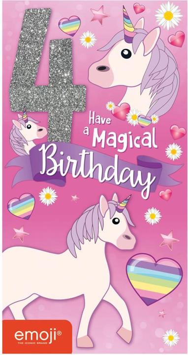Immagine prodotto Emoji Have A Fabulous Unicorno 4° Compleanno Biglietto d'Auguri