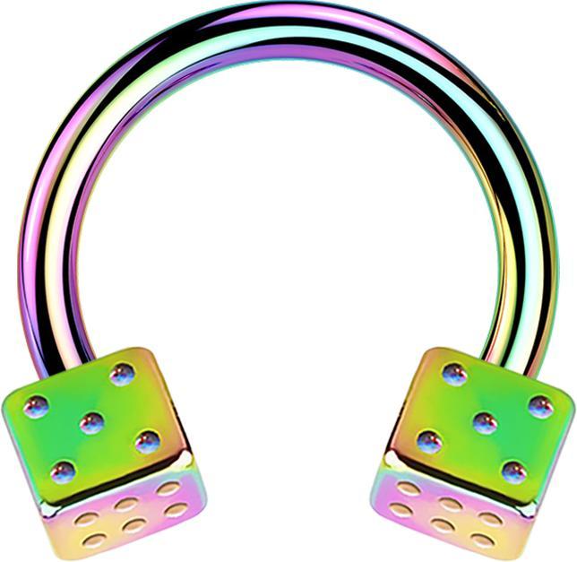 Actual product image Star Piercing Micro Circular Barbell coloured with two cubes (Surgical steel 316L, without brass)