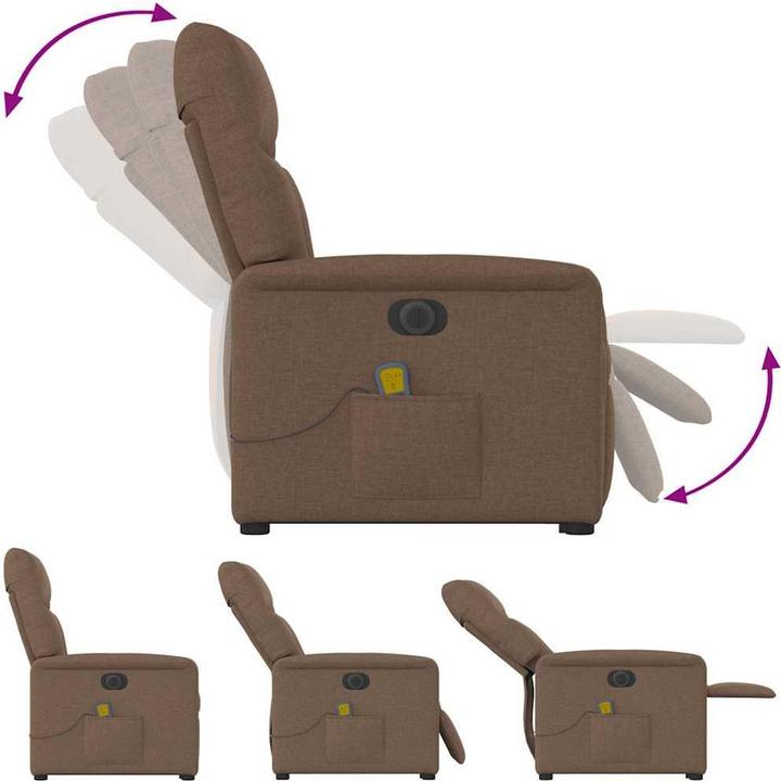Immagine prodotto VidaXL Poltrona massaggiante elettrica con ausilio per l'assistenza in piedi in tessuto marrone