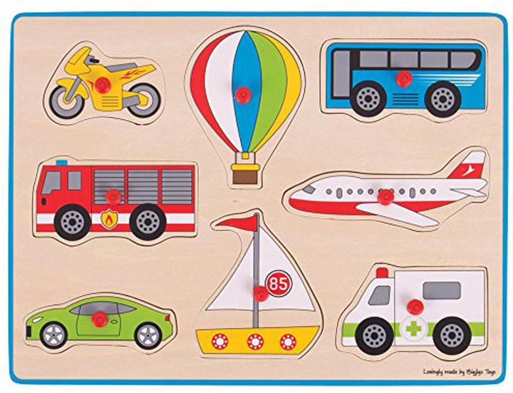 Actual product image Bigjigs Wooden stand puzzle vehicles (8 pieces)