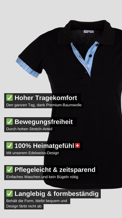 Produktbild Edelvetica Polo Shirt Edelweiss Krageninnenseite & Armabschluss Damen (XL)
