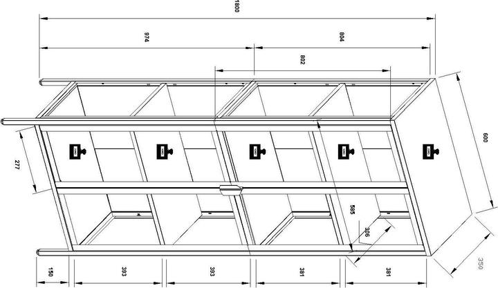 Immagine prodotto VCM Vetrina in acciaio Floka XXL (60 x 35 x 180 cm)