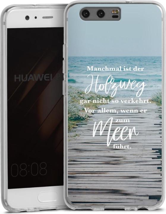 DeinDesign Silikon Hülle für Huawei P10 Handyhülle Case Smartphone Schutzhülle Spruch Statement Strand (Huawei P10)