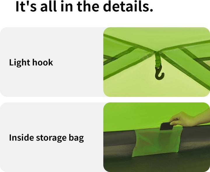 Actual product image Naturehike Tent p-series 2 single layer cnk2450ws030-grass green (2 persons)