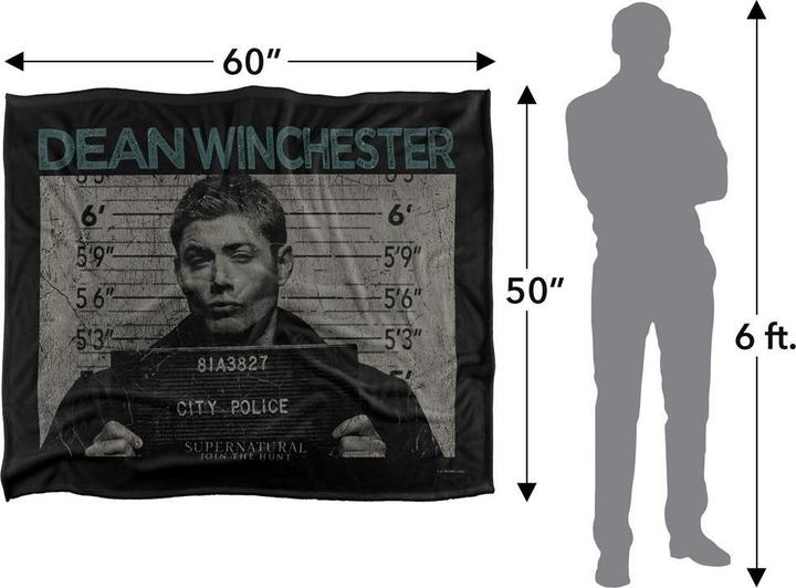 Actual product image Supernatural Mugshot Dean Winchester Blanket (152 x 127 cm)