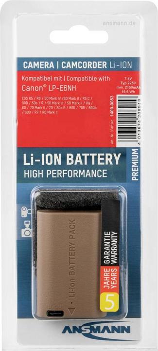 Produktbild Ansmann Akku Kamera A-Can LPE6 NH Canon EOS (Kamera Akku)