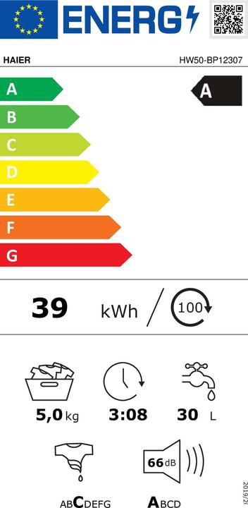 Energie-Label Haier HW50-BP12307-S (5 kg, Links, EU-Stecker)