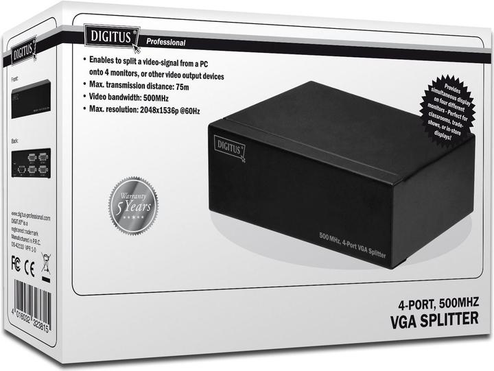 Produktbild Digitus DC-42110 VGA Splitter, 4 Port, 2048x1536 Pixel