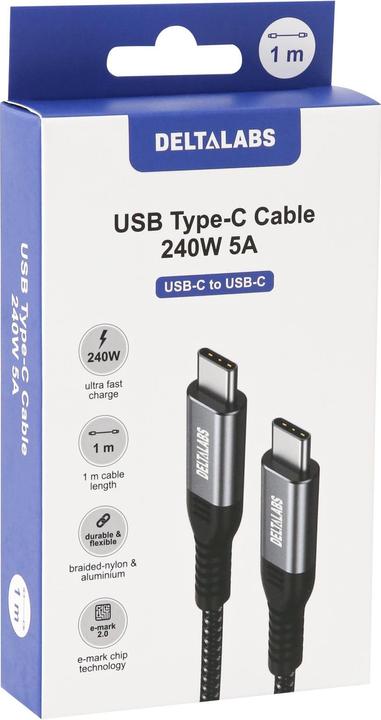Produktbild Deltalabs USB-C Kabel 240W 5A (1 m, USB 2.0)