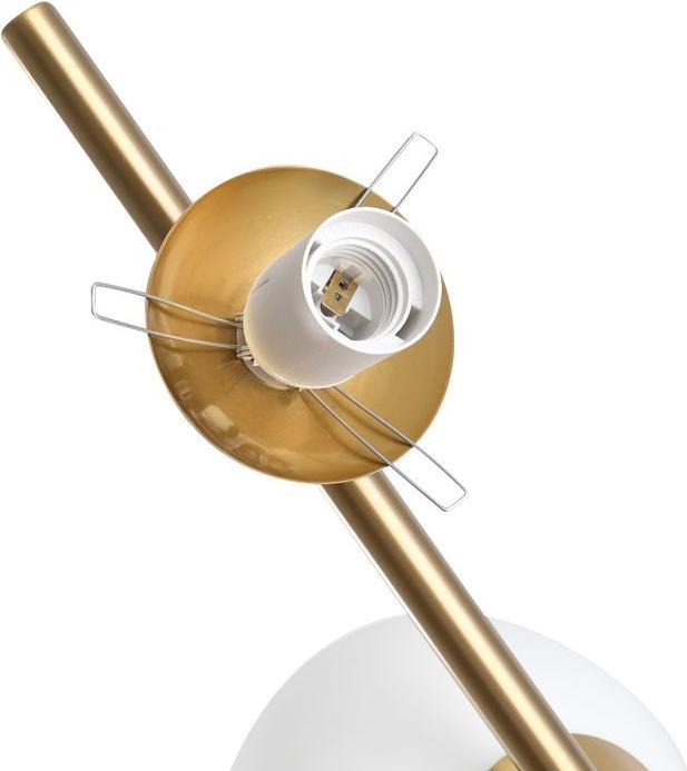 Produktbild Swisshandel24 Stehlampe Stehleuchte Standleuchte 2-teiliger Glas-Lampenschirm, Stahl+Glas, 39 x 28 x 165cm (Golden (E27)