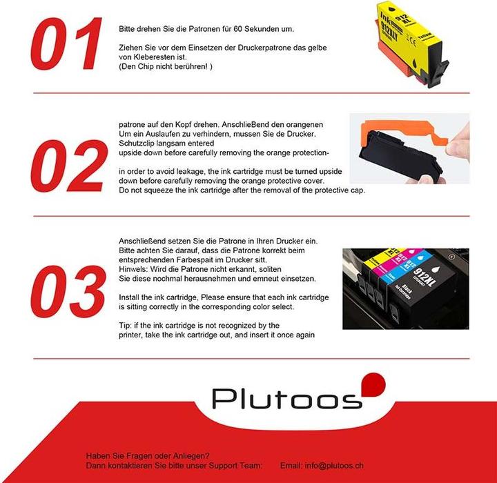 Label énergétique Plutoos HP 912XXL HP 912XL Cartouches XXL compatibles (M, C, CF, Y)