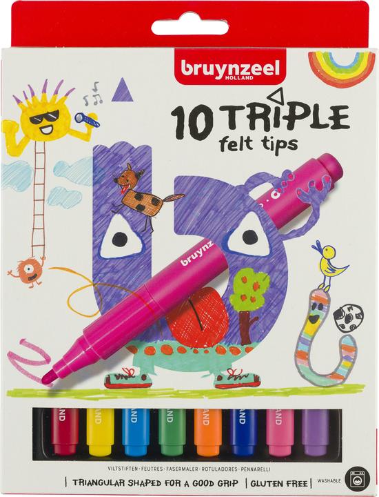Image du produit Bruynzeel Feutres de coloriage Triple, Set de 12, Multicolore (Multicolore, 10 x)