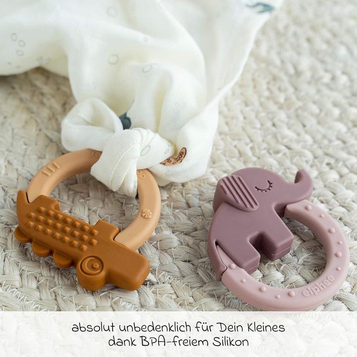 Actual product image Done by Deer Teething Ring 2-Pack Deer Friends Mustard/Powder