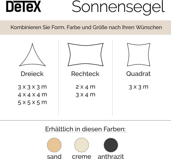 Produktbild Detex Sonnensegel (500 x 500 x 500 cm)