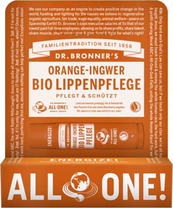 Immagine prodotto Dr. Bronner's Balsamo per labbra Arancione-Zenzero (Balsamo, 4 ml)